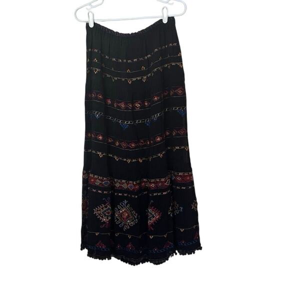 Chico’s Elastic Waist Maxi Skirt Size 1 (M/8) Beaded Sequin Embroidered Boho NWT - Picture 2 of 11